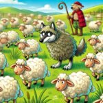 A_clever_wolf_disguised_in_sheep's_clothing_stands